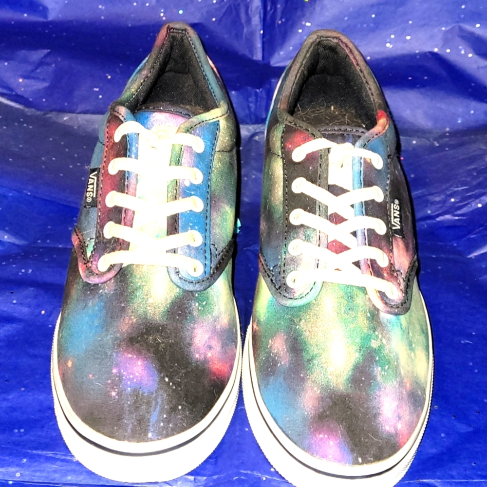 Vans Galaxy print, size 7½, purple, blue, yellow, green, pink